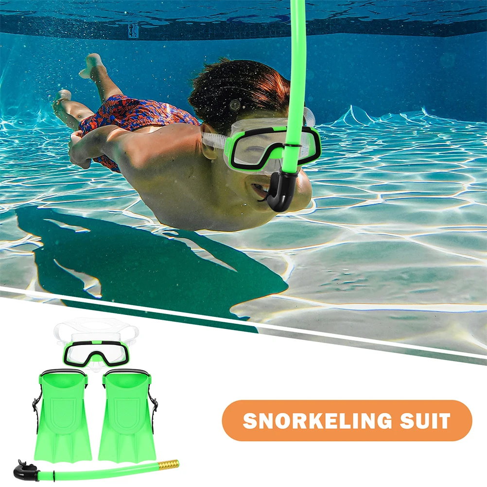 

1Set Snorkeling Mask Set Premium Fit Ergonomic Mouthpiece Comfortable Watertight Seal Wide View Diving Flippers Kids