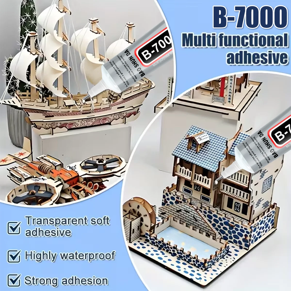 

B7000 Glue for Repairing Interior Adhesive, Accessories, High Temperature, Strong Adhesion, with Precision Needles, Multi-Capacity 110ml 1-5Pcs.