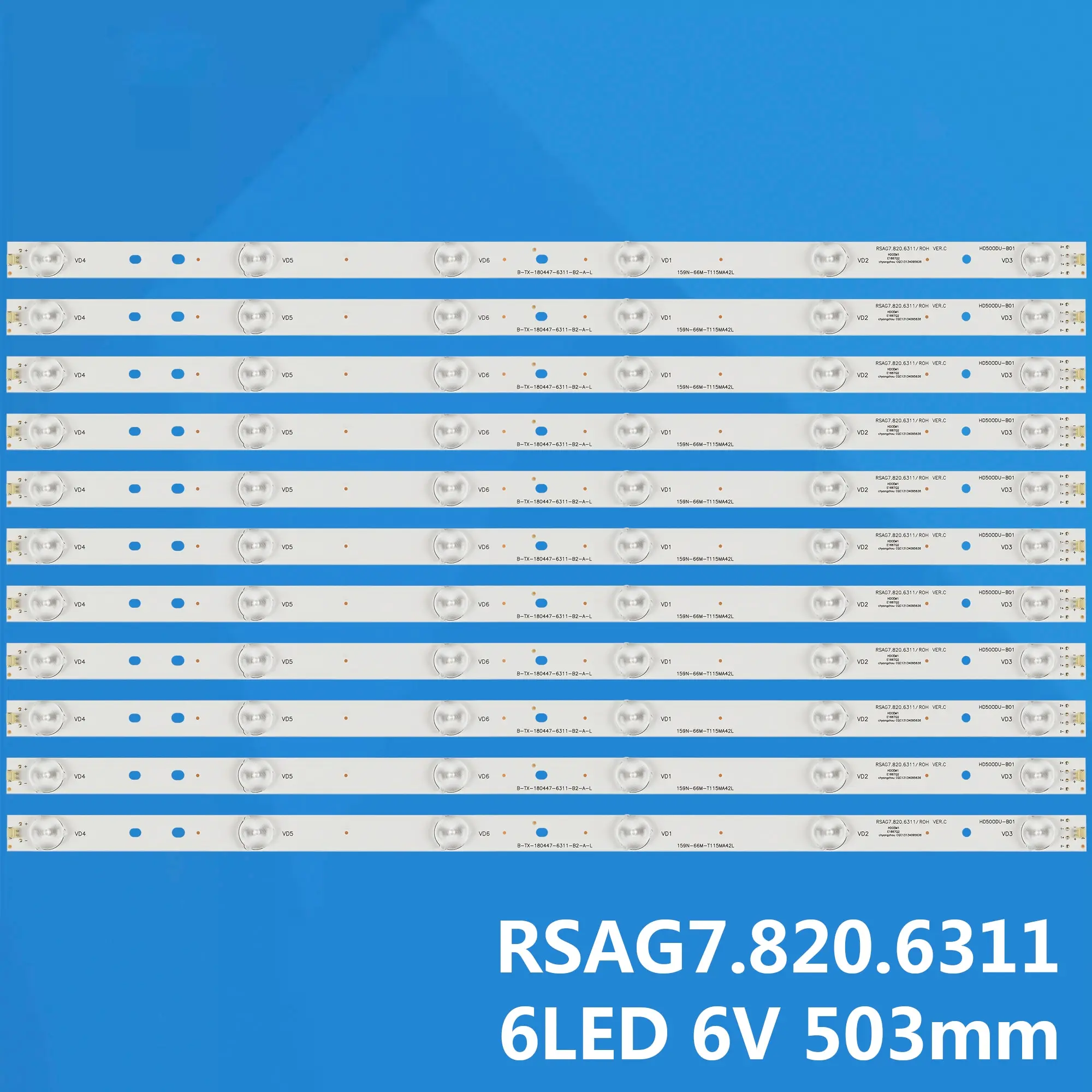 New 11 PCS 6LED(6V) 503mm LED backlight strip for Hisense 50inch HD500DU-B01 RSAG7.820.6311/ROH 50H7GB 50H6C  LED50EC620CA