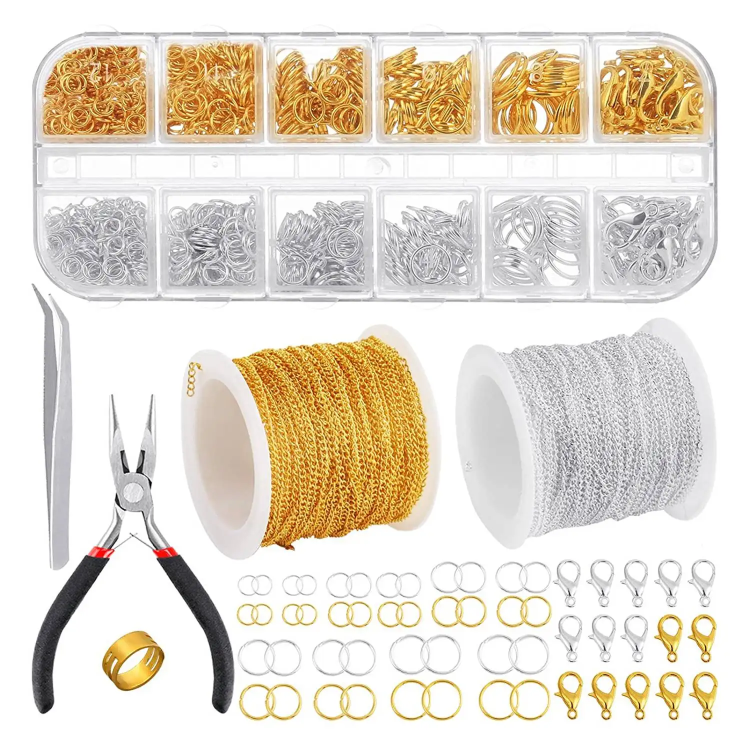 

Jewelry Making Supplies- Necklace Making Tools with 960 Pieces Jump Rings 40 Pieces Lobster Clasps for Jewelry Making