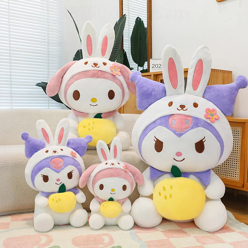 

Kawaii Sanrio Dress Up Rabbit Plush Toy Kuromi My Melody Filled Doll Princess Sleeping Pillow Cute Stuffed Animal Birthday Gift