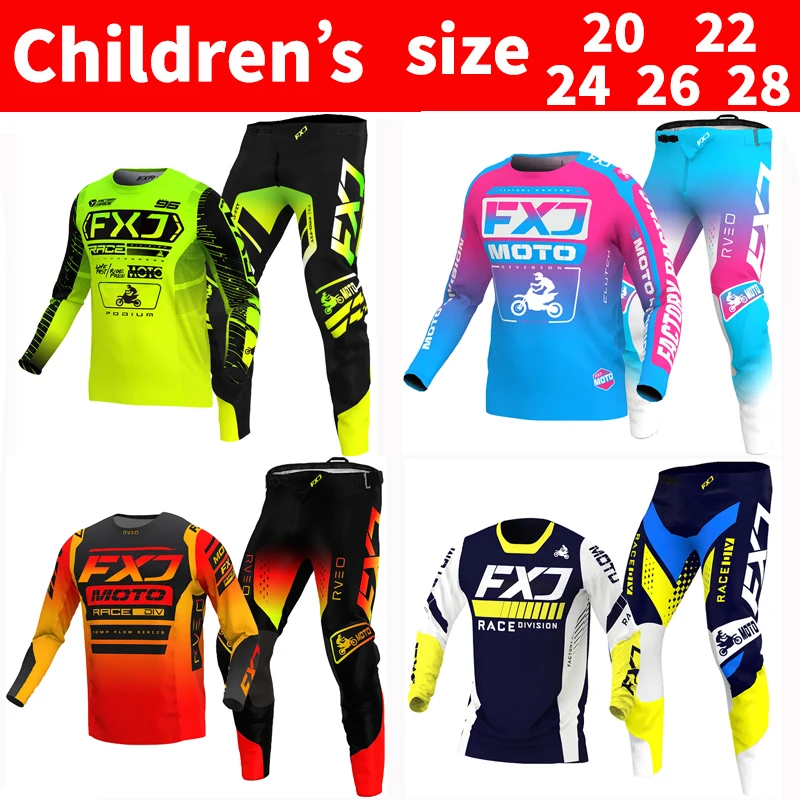 Motocross Jersey and Pants kids FXJ flexair children Youth MTB DH UTV Enduro MX Gear Set Combo Off Road Racing Suit Dirt Bike