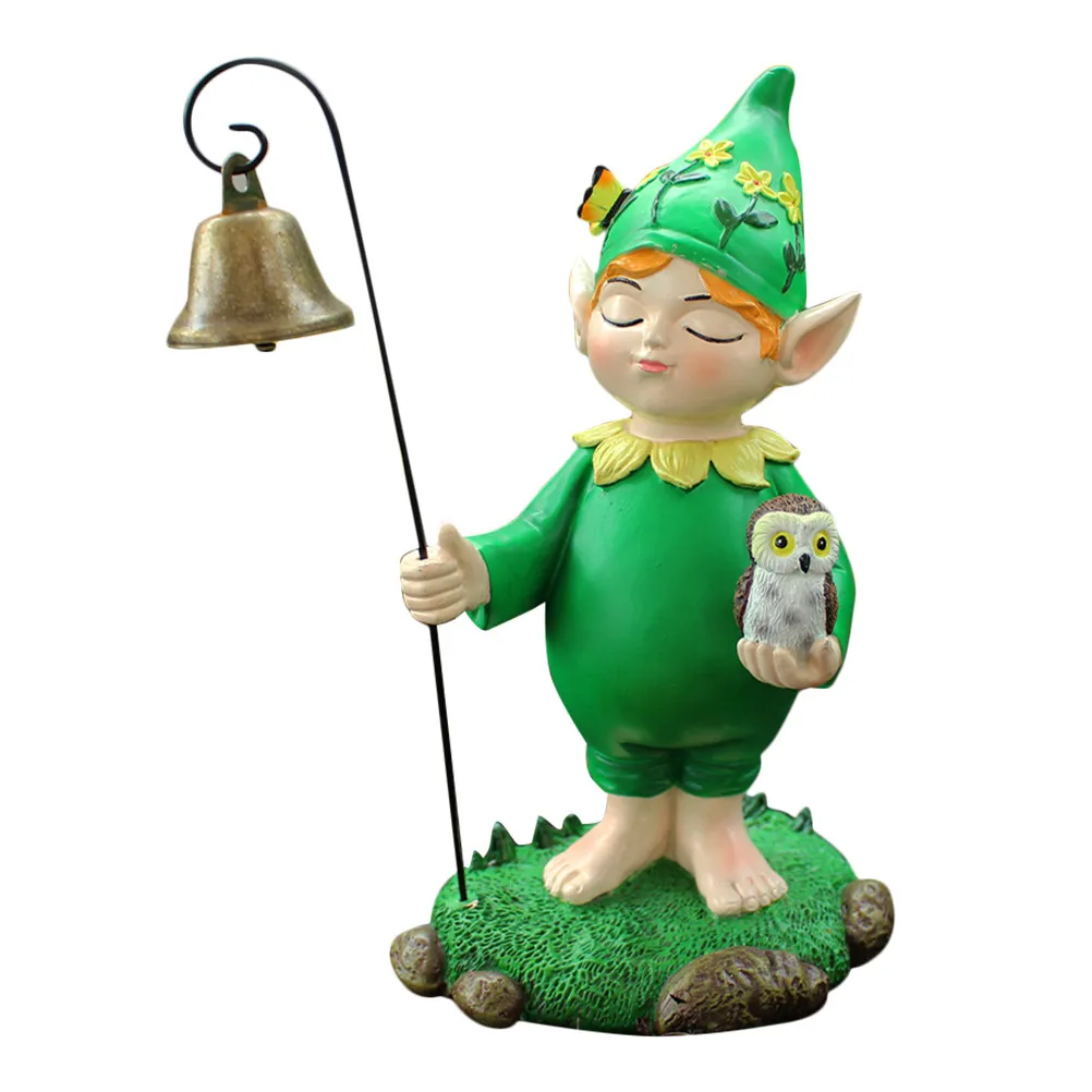 Delicate Owl Elf Resin Statue Decorative Garden Landscaping Yard Desktop Ornament Cute Realistic Sculpture Statue