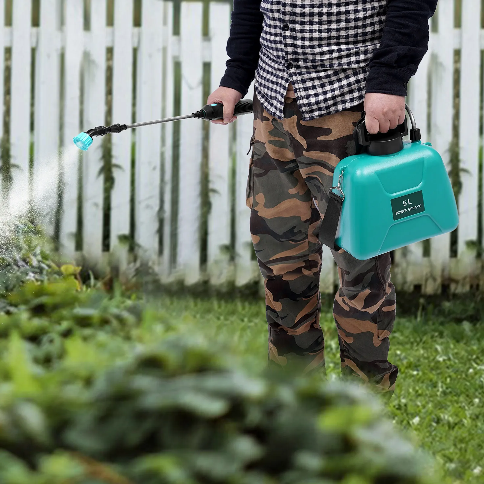 

1.35Gallon/5L Electric Sprayer - Potable Garden Sprayer with Telescopic Wand, 2 Mist Nozzles and Adjustable Shoulder Strap