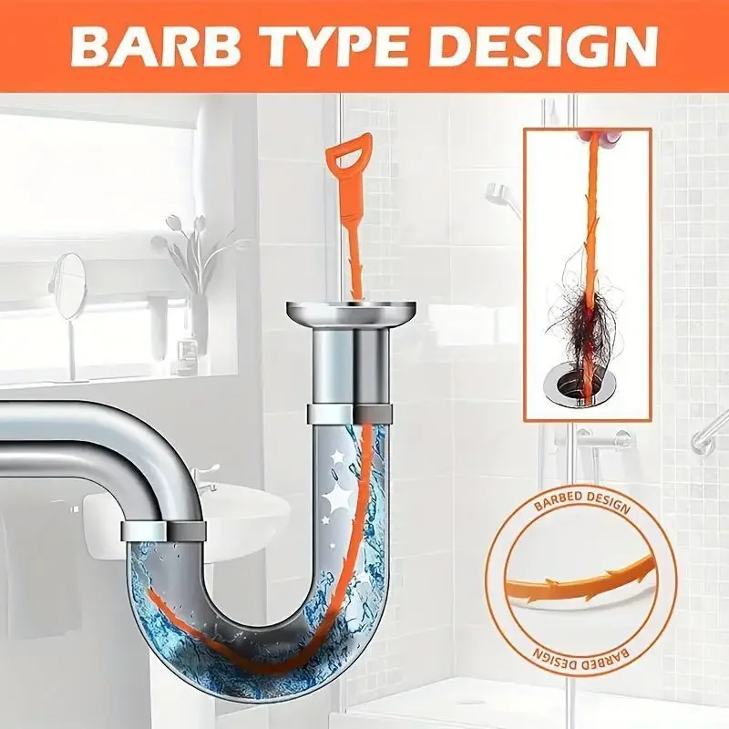 Easily Unclog Household Pipes and Clean Hair. Necessary Cleaning Tools for Wash Basin Water Pipes