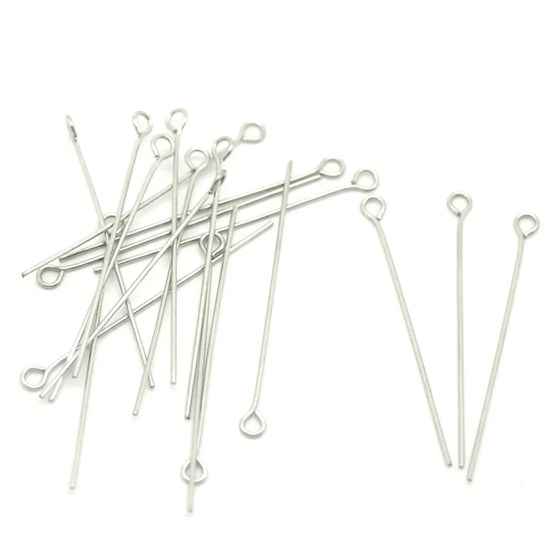 

600Pcs Silver Tone Stainless Steel Eye Pins Fashion Jewelry Making Findings 4cm