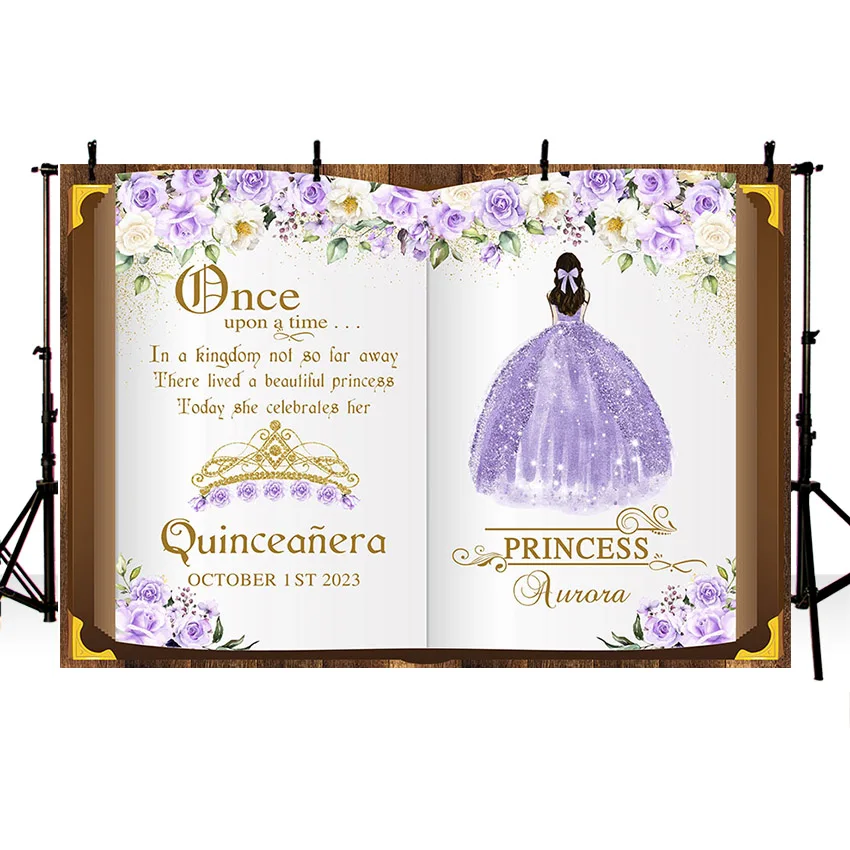 Mehofond Photography Background Quinceañera Books Once Upon a Time Princess Girls Birthday Party Decor Photo Backdrop Studio