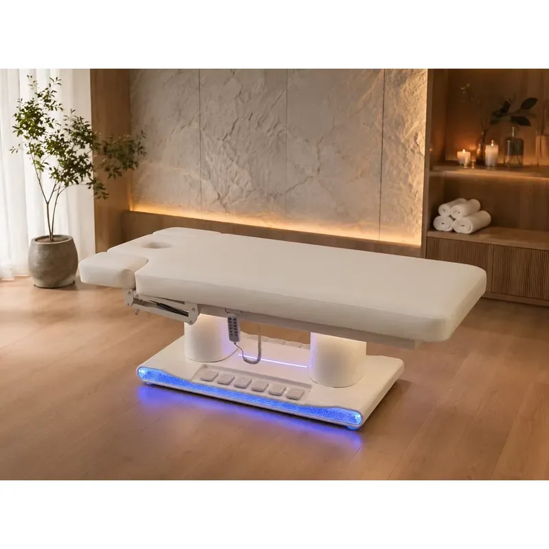 Luxury 4 Motor Electric Adjustable Folding PU Massage Bed Modern Beauty Facial Eyelash Spa Salon Gym Health Center Furniture