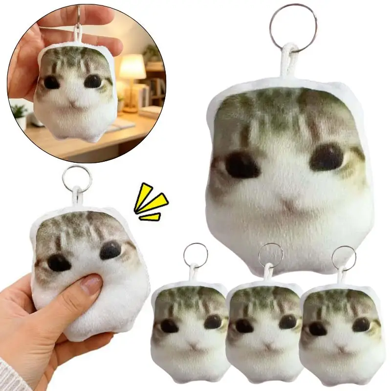  Sound Cat Plush Pendant Funny Crying Cat Keyring Soft Plush Bag Ornament  Stress Toy Gift For Cat Lovers Llavero 키링