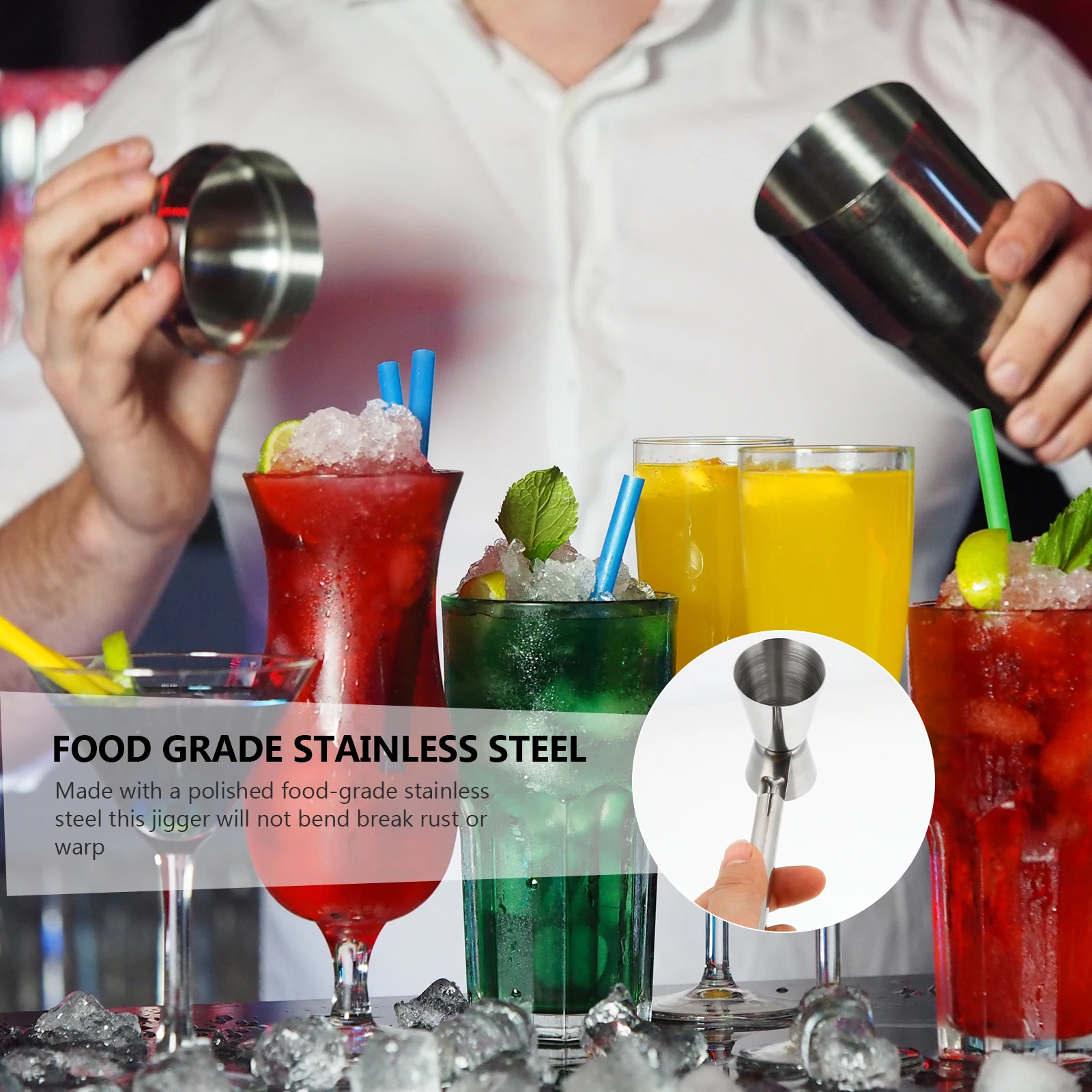 

Double-ended Stainless Measuring Jigger 7oz Tool Cocktail Mixing Liquor Cup Professional Bar Service Measurer