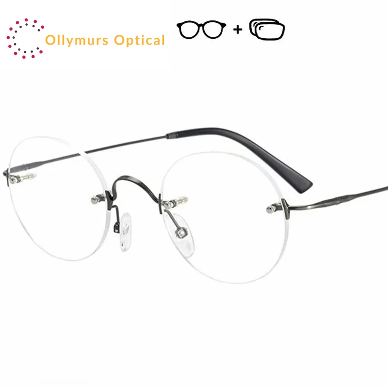 

OLLYMURS Rimless Glasses Men Women 1.61 1.67 Index Aspheric Lens Prescription Eyewear Optical Myopia Hyperopia Eyeglasses