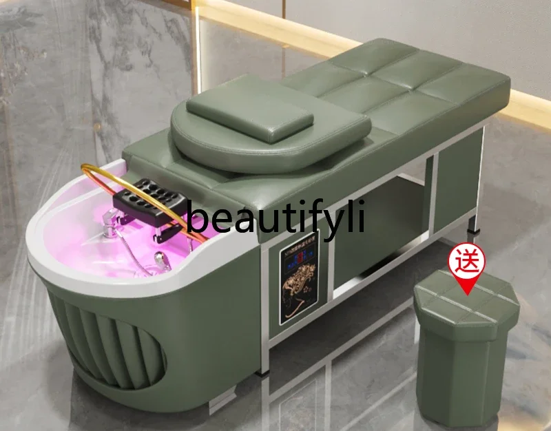 Thai hair treatment shampoo bed beauty salon fumigation water circulation arc basin lying flat massage bed