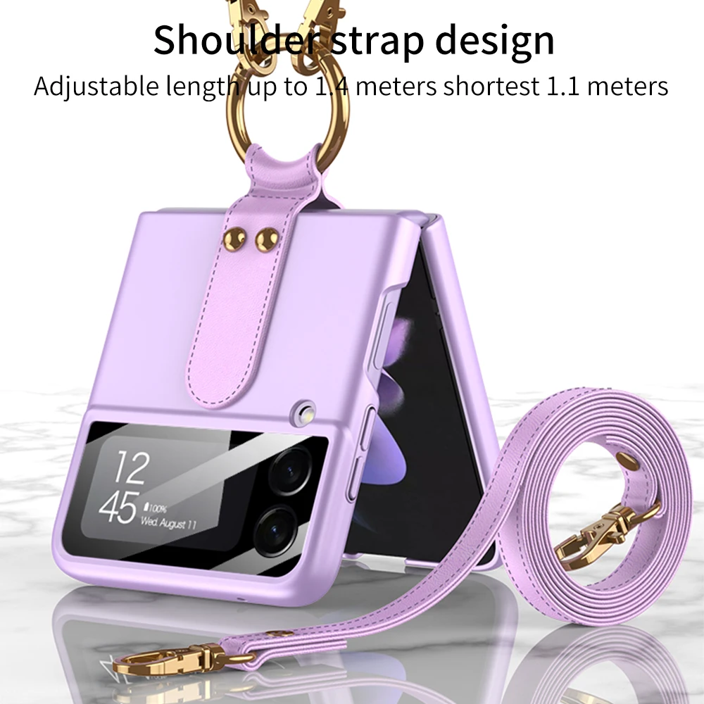 Mode-Ring Halter Shell Membran Faltbare Telefon Fall für Samsung Galaxy Z Flip 3 serie