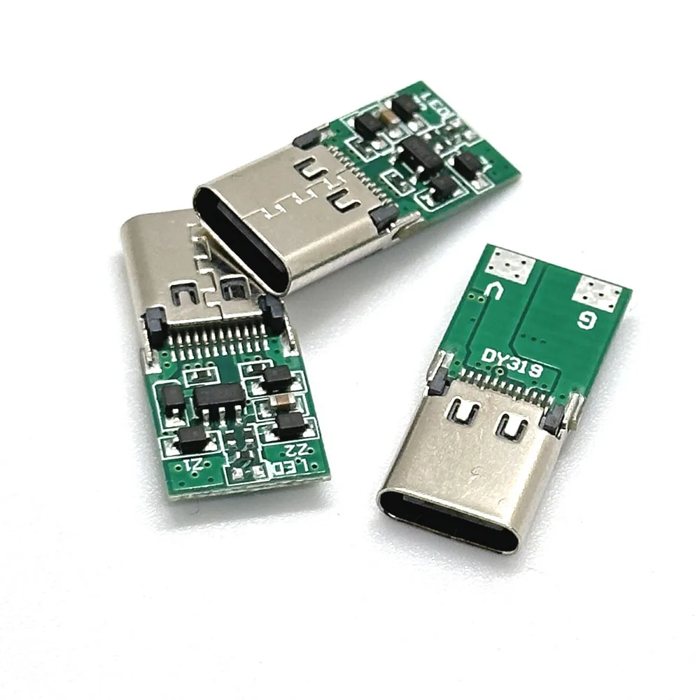 1 szt. Wtyk żeński USB USB 24pin Jack Adapter złącze spawalnicze DC 5V 9 v12v 15V 20V złącze spustowe z lampkami LED i chipami