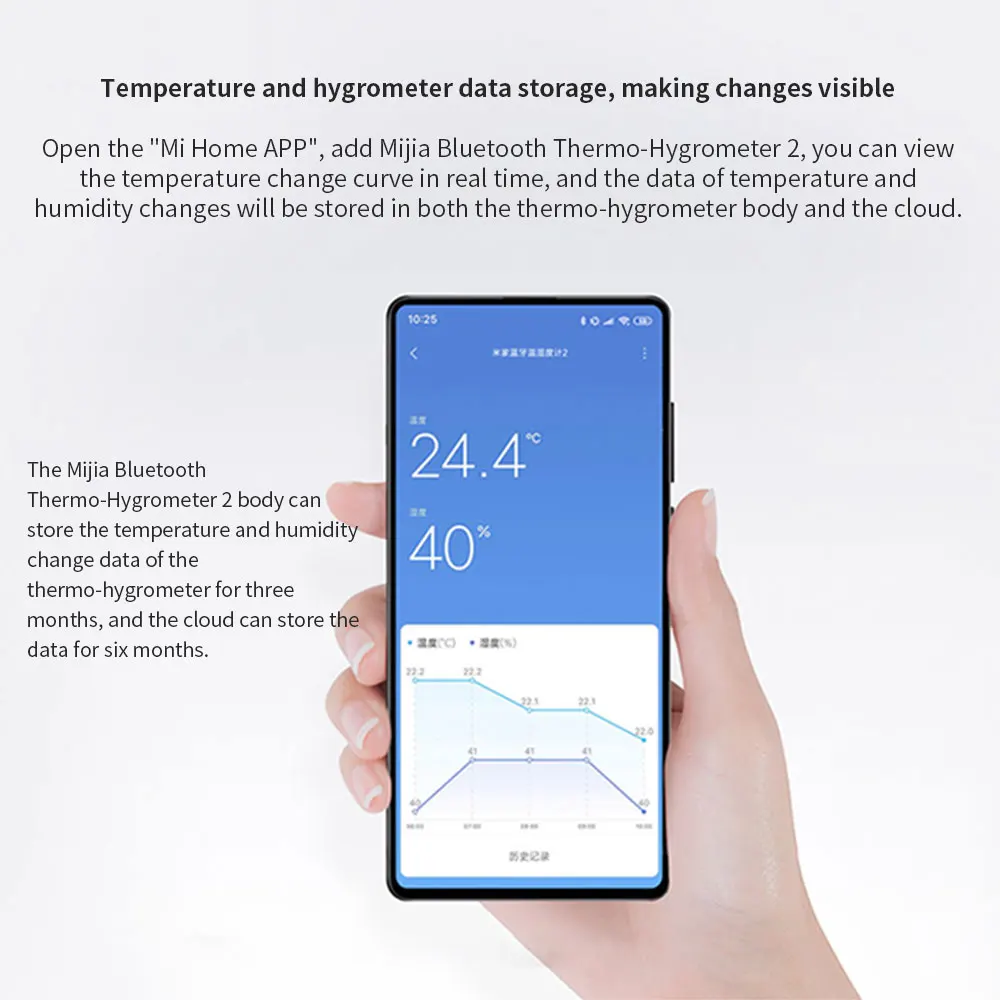 Xiaomi Mijia-termómetro Digital con Sensor de humedad y temperatura, higrómetro con Bluetooth, funciona con MiHome Smart Home y batería