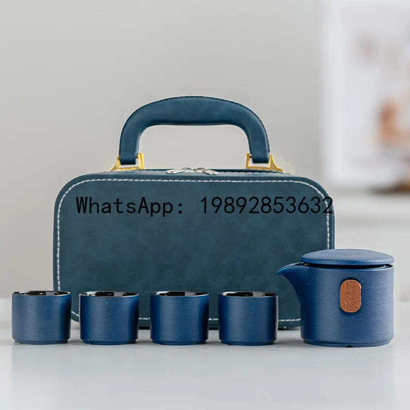 Ceramic business style handheld teapot four-cup handbag set tea set promotional gift