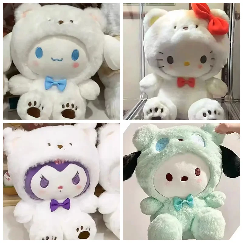 Sanrio Plushies Cute Hello Kitty Kuromi Stuffed Plush Doll Cos Bear Cinnamonroll Pochacco Toys Children Birthday Christmas Gift