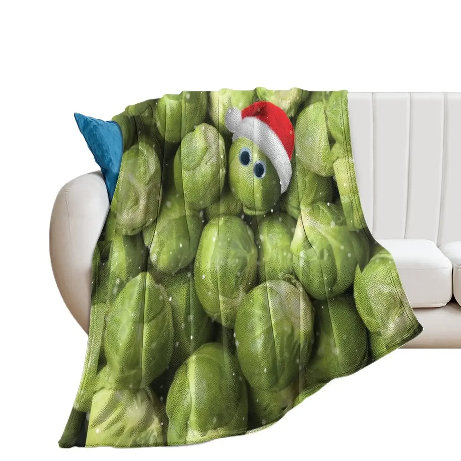 Christmas Sprout With Santa Hat Print Throw Blanket Flannels Comforter Blankets