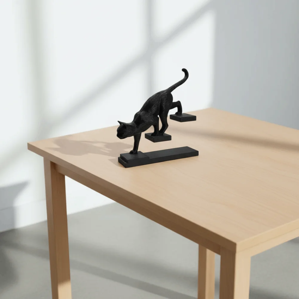 3D Printed Cat Descending Stairs Statues Go Upstairs/Downstairs Plastic Nordic-Style Ornaments Cute Animal Unique