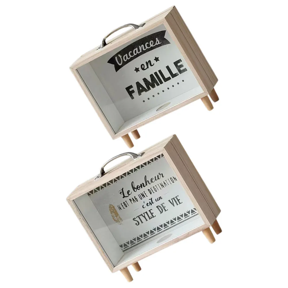 2 pièces cadre en bois tirelire polyvalent fenêtre transparente banque de monnaie boîte d'économie d'argent enfants adultes stockage de bureau à domicile