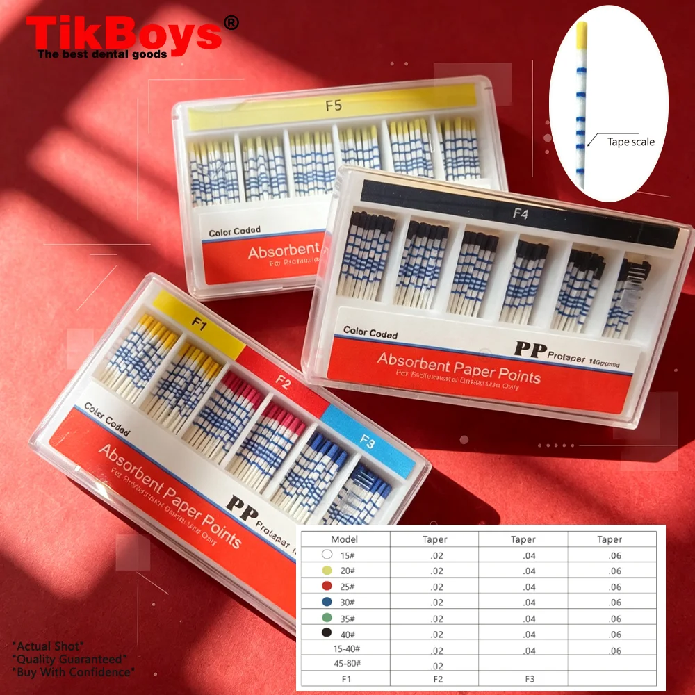 1Box Absorbent Paper Point Tooth Root Cotton Fiber Tips Dentist Products Dental Materi #15-40 F1 F2 GP/PP Material Endodoncia