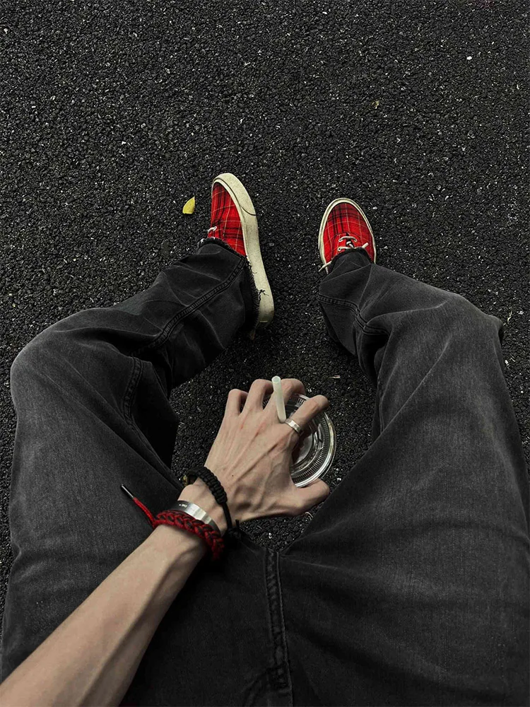 

Cleanfit High Waist Straight Leg Men's Jeans Trendy Brand Zipper Design American Sle Micro Flared Pants Knife