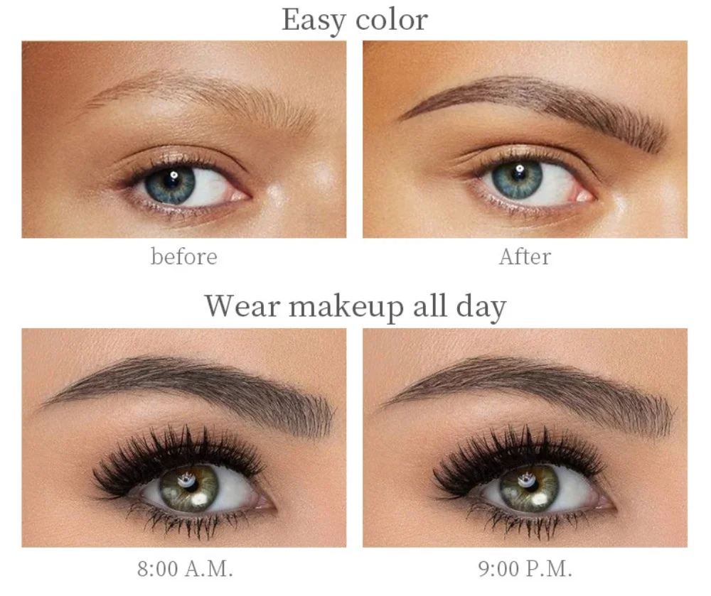 Eyebrow Pen 4 Forks Tip Eyebrow Tattoo Pencil Long Lasting Quick Drying Ultra-fine Sweat-Proof Dark Brown Makeup