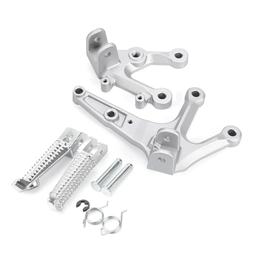 1Pair Motorcycle Front Footrest Foot Peg Pedal Mount Bracket Kits Aluminum Silver For Yamaha YZF R25 R3 2015-2023