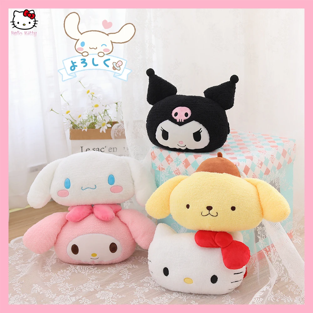 Cinnamoroll Sanrioes Kawaii Kt Plush Car Neck Headrest Pillow Anime Kuromi My Melody Soft Stuffed Plushie Pillow Car Accessories