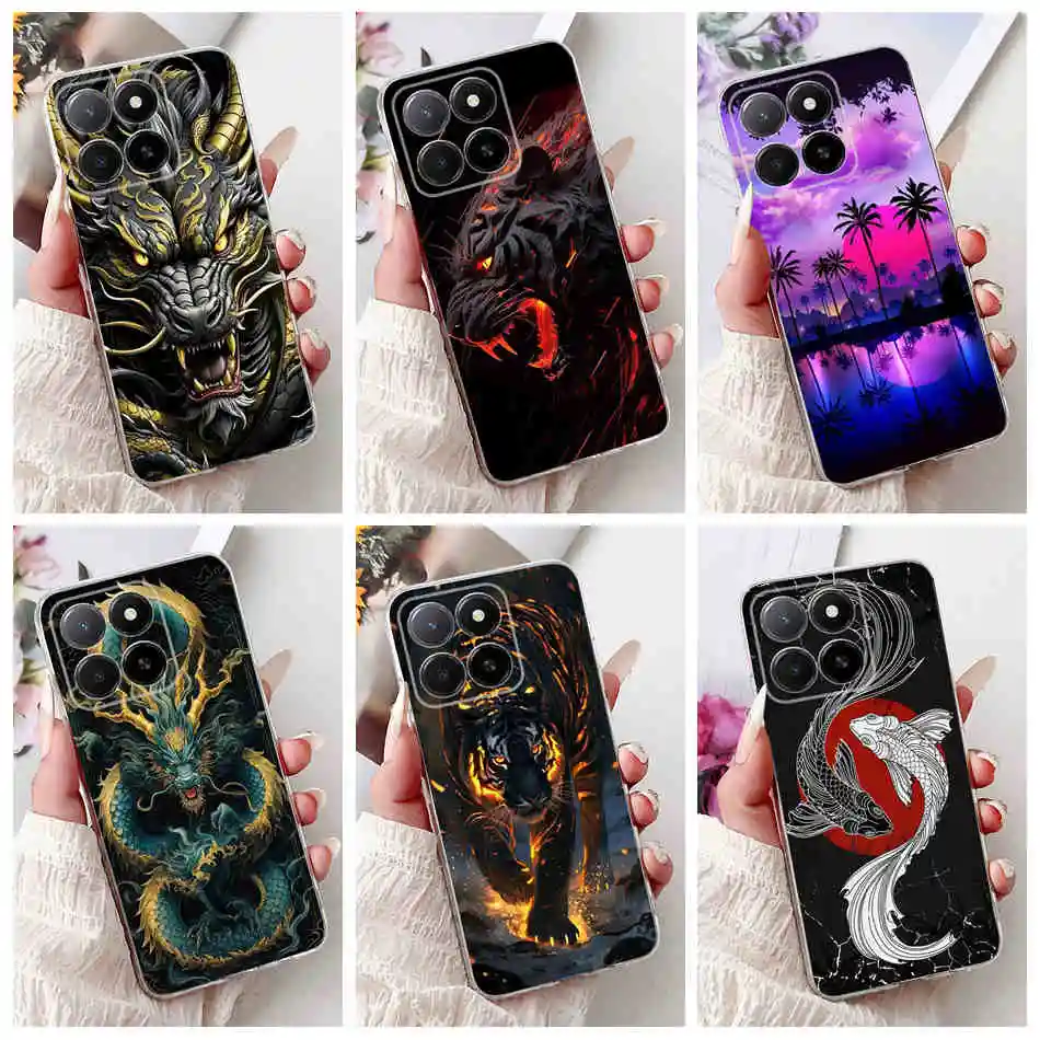 Phone Case For Honor X5b Plus X6b X7b X8b X9b 2024 New Fashion Dragon Tiger Design Soft Silicone TPU Case