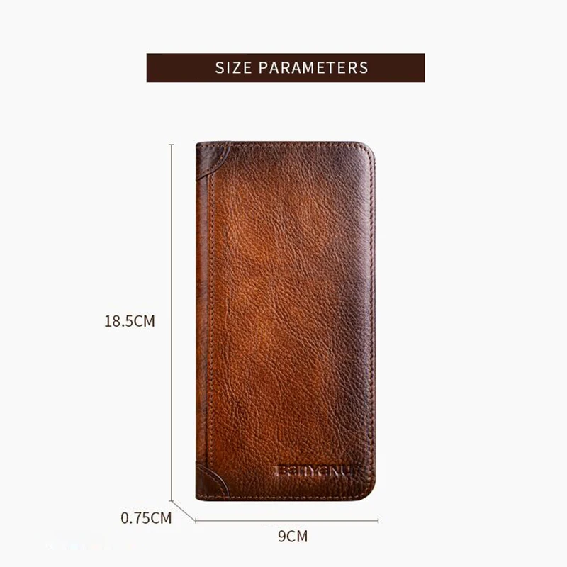 Vintage Ultra Thin Men Wallet Credit Card Holder Purse Anti RFID Cow Genuine Leather Long Wallet for Men