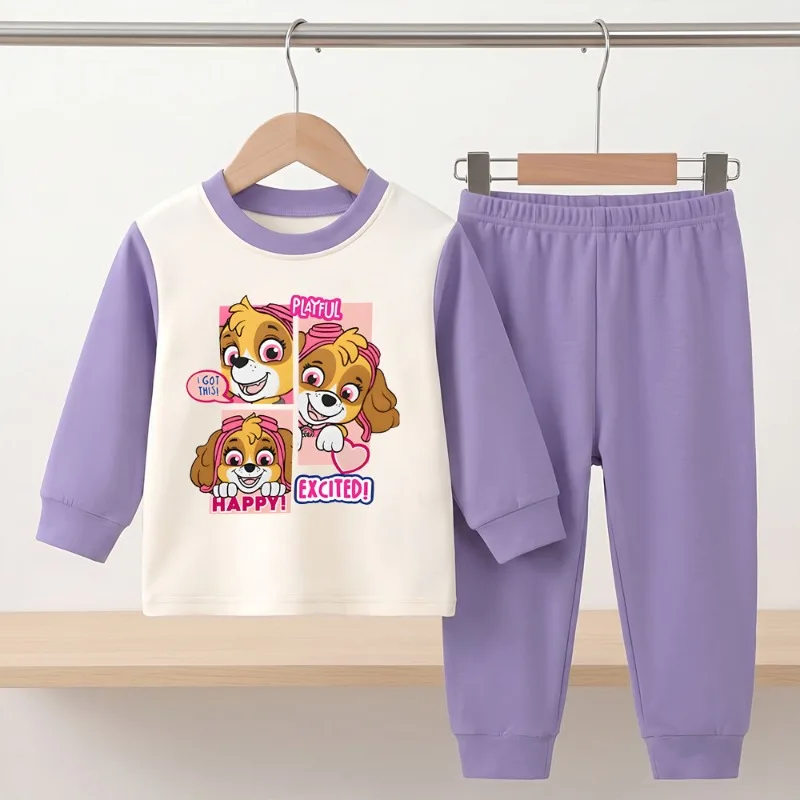 Herbst-Winter Mädchen Freizeit-Schlafanzüge Jungen Samt-Fleece Warme Hauskleidung Sets Kinder Langarm-Unterwäsche Anzug Pyjamas Neu – Detail 2