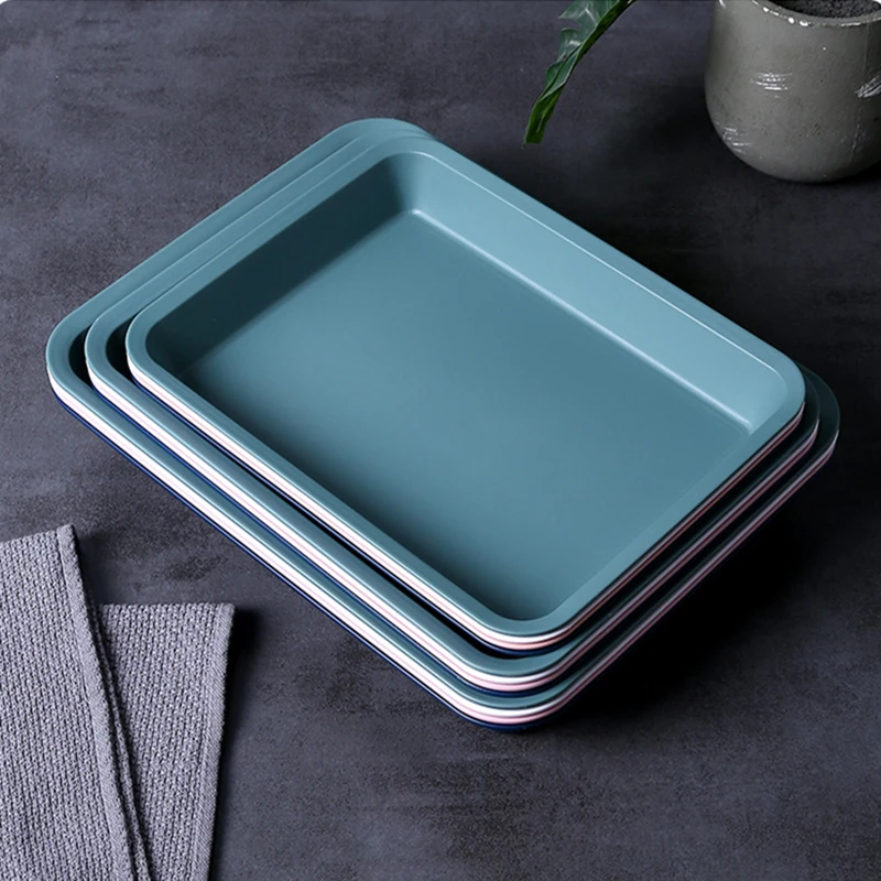 Nordic Plastic Tea Fruit Dessert Serving Tray Rectangular Kitchen Food Cake Plate Dinnerware Table Dining Organizer