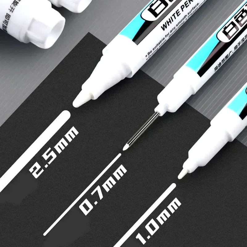 

White Marker Pens 0.7/1.0/2.5mm Waterproof Oily Permanent Paint Pen Markers for Wood Rock Plastic Leather Glass Metal Ceramic
