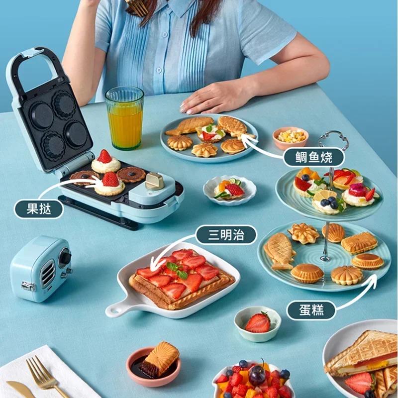 220V Multifunctional Breakfast Maker, Make Your Sandwich, Toast and Waffle in One Machine