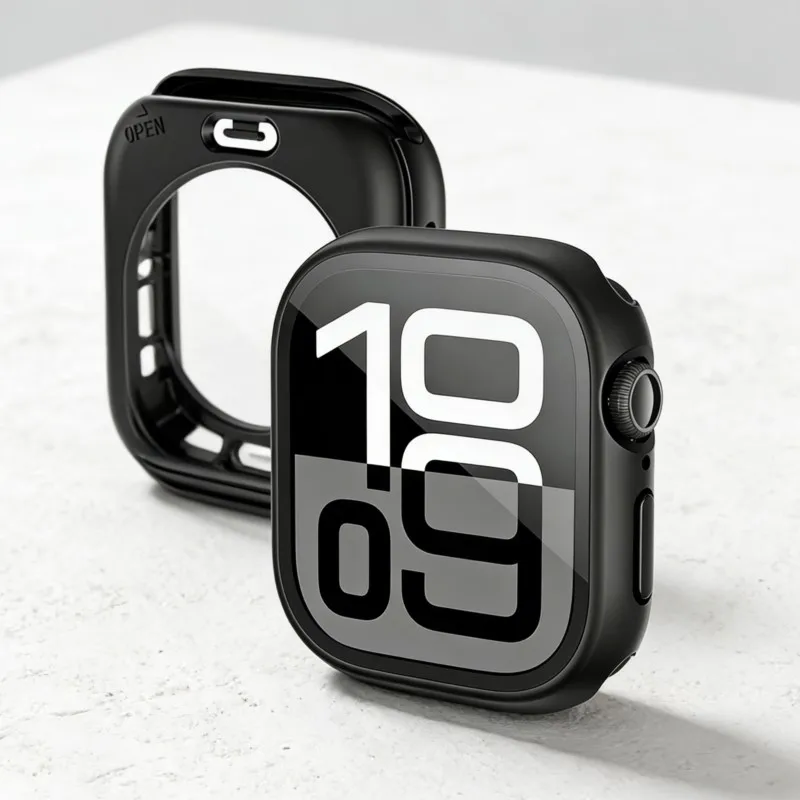 Tempered Glass Case for Apple Watch Series 11/10/9/8/7/SE/3/6/5 Screen Protector 360° Full Protective Face Cover+Back PC Bumper