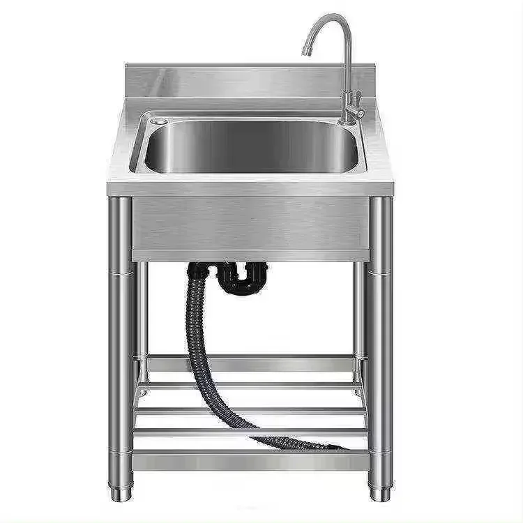 

Commercial Kitchen Bar Sink 201 Stainless Steel Single Bowl Bottom Shelf Side Panels Rectangle Shape Durable Restaurant Hotel