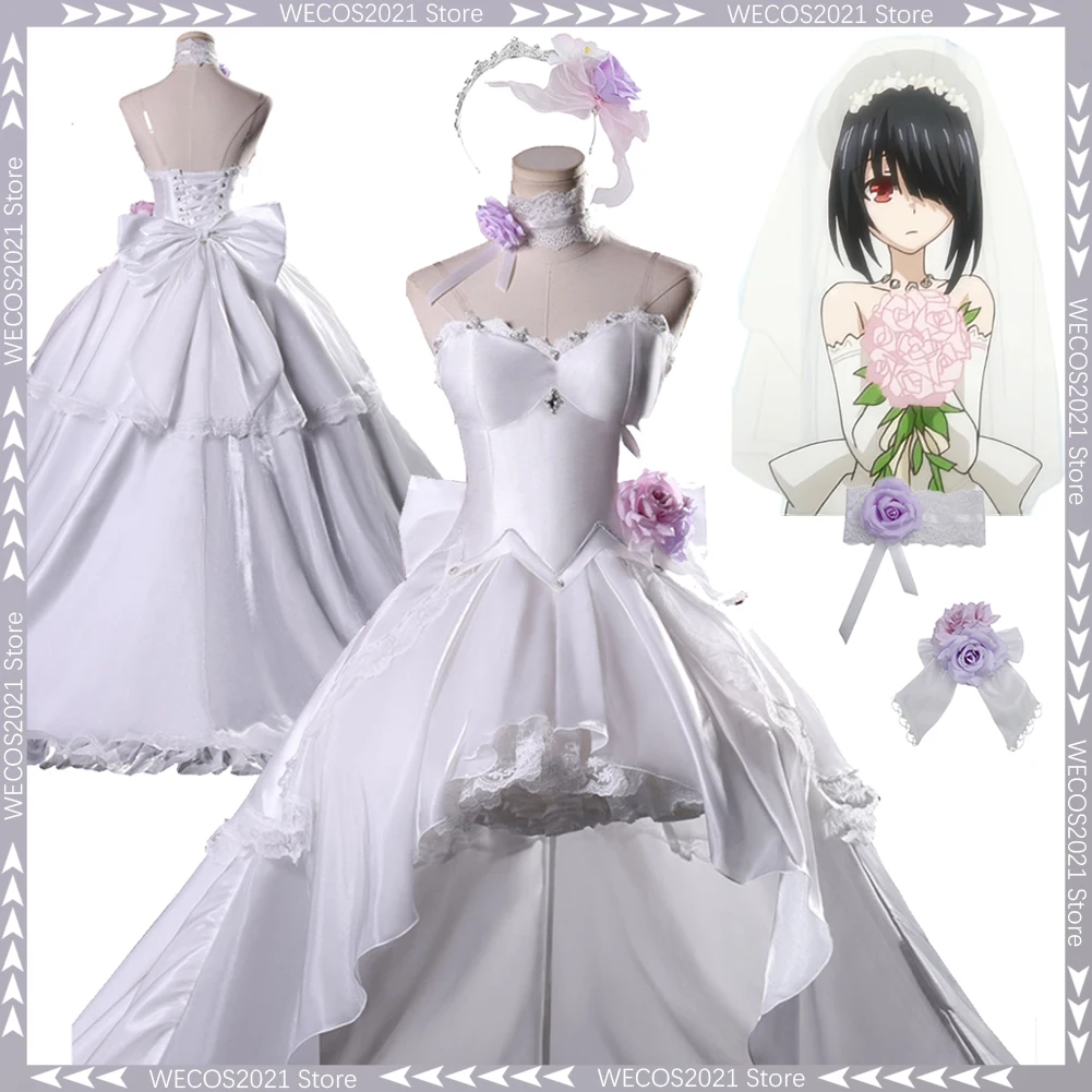 

Disguise Anime Date A Live Yatogami Tohka Cosplay Wedding Dress Women Costume Halloween Women Role Play Fancy Dress Up Cloth