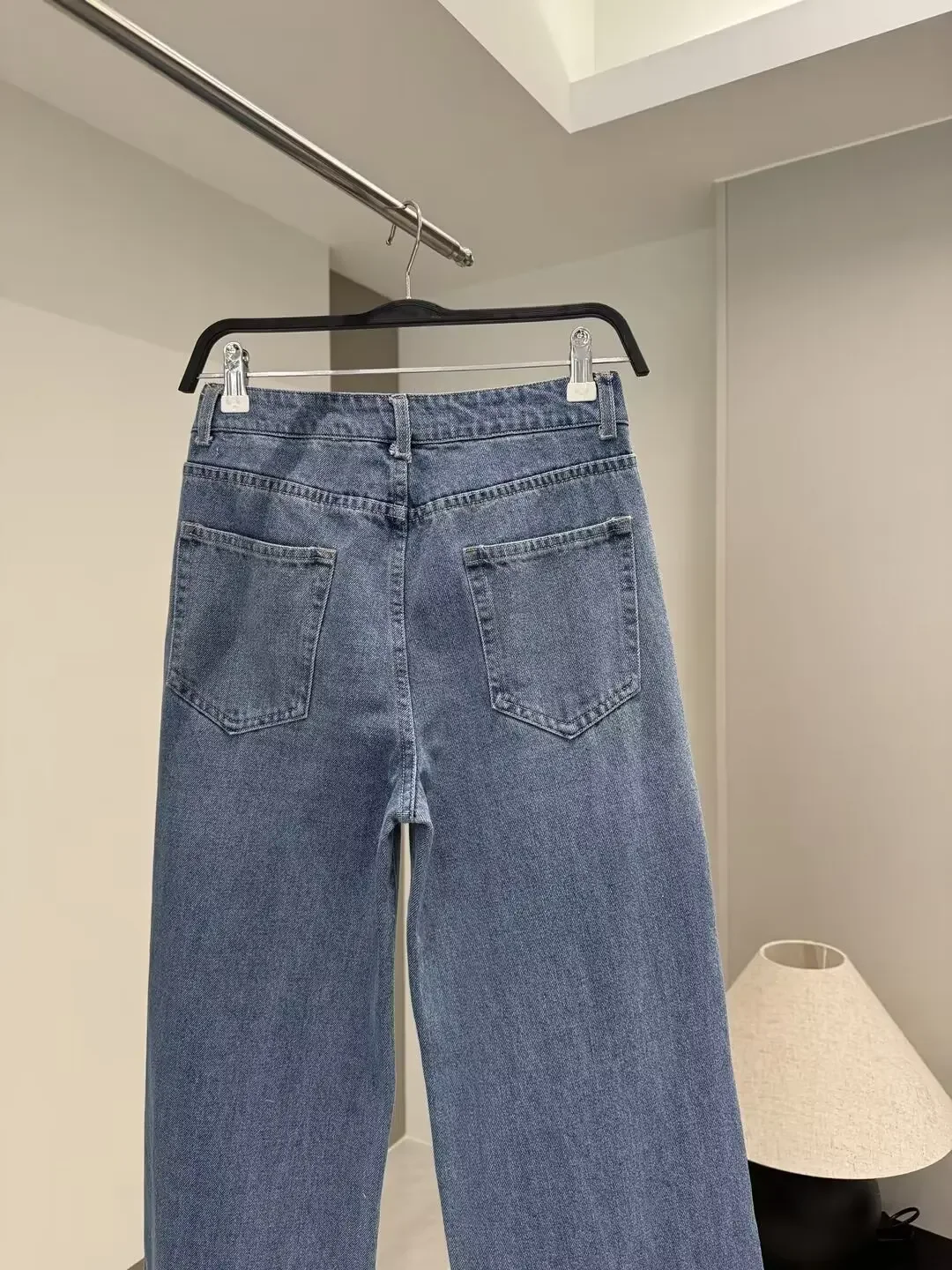 Jeans reto de cintura alta feminino com zíper, calça jeans feminina, vintage, moda chique, novo, 2024