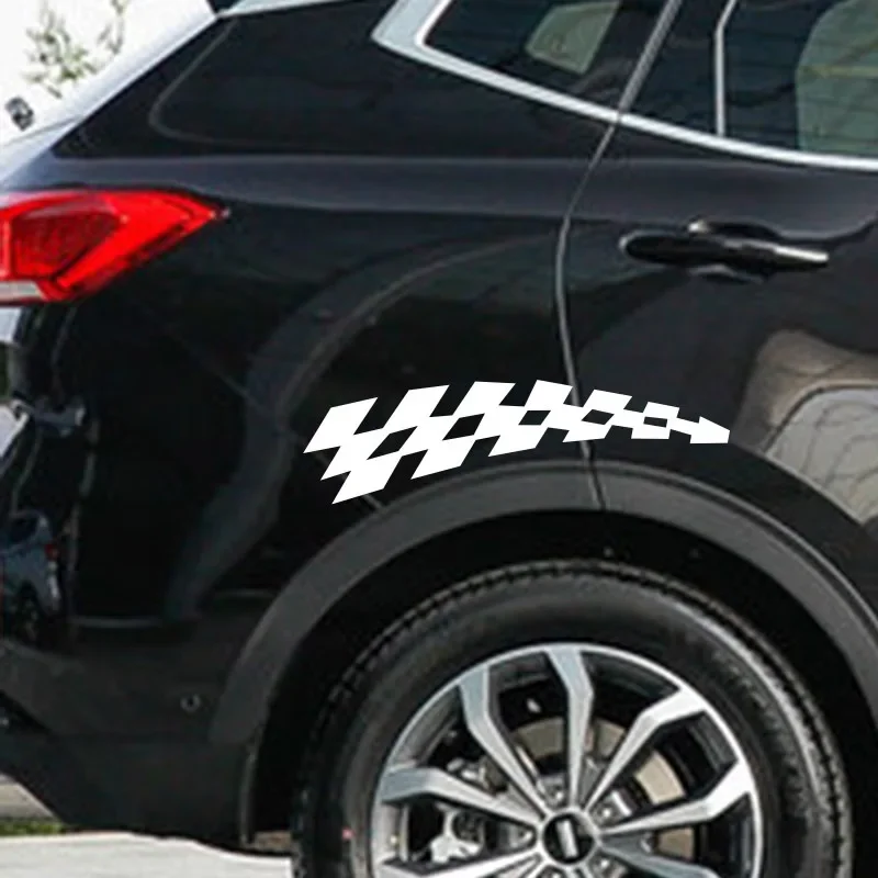 Racing F1 Checkered Flag Car Stickers – Reflective JDM Decals for Fender, Mirror, Bumper, Motorcycle, Scratch Cover view 3