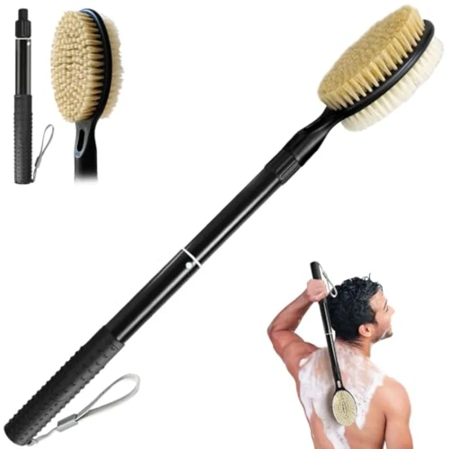 

Щетка для мытья спины в душе 17.52-25.6 дюймов, съемная, для отшелушивания и улучшения состояния кожи, для пожилых людей