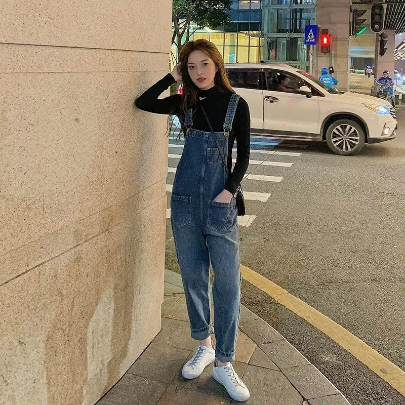 

Jumpsuits For Women Womens Overalls Buckle Fun Print Adjustable Offshoulder Oversized Design Korean Trend Ins Thickened Semihigh