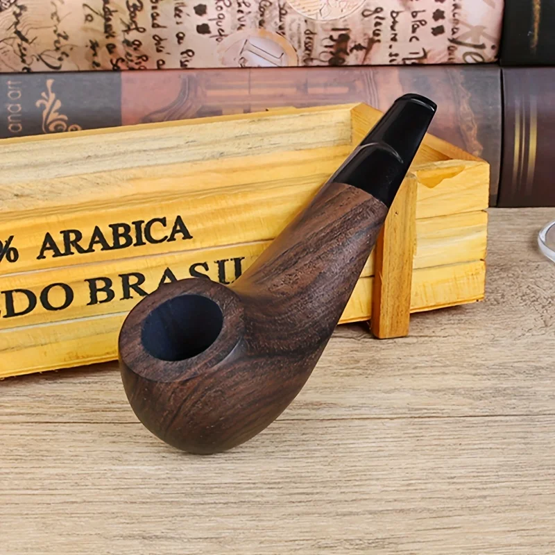 High Quality Natural Ebony Wood Straight Mini Tobacco Pipe Smoking Pipe 3mm Filters Smoking Accessories Gift For Father