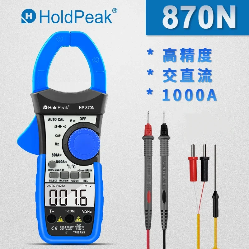 HoldPeak HP-870N Auto Range Multimetro Digital Clamp Meter Multimeter Pinza Piers Ammeter Amperimetro True RMS Frequency Tester