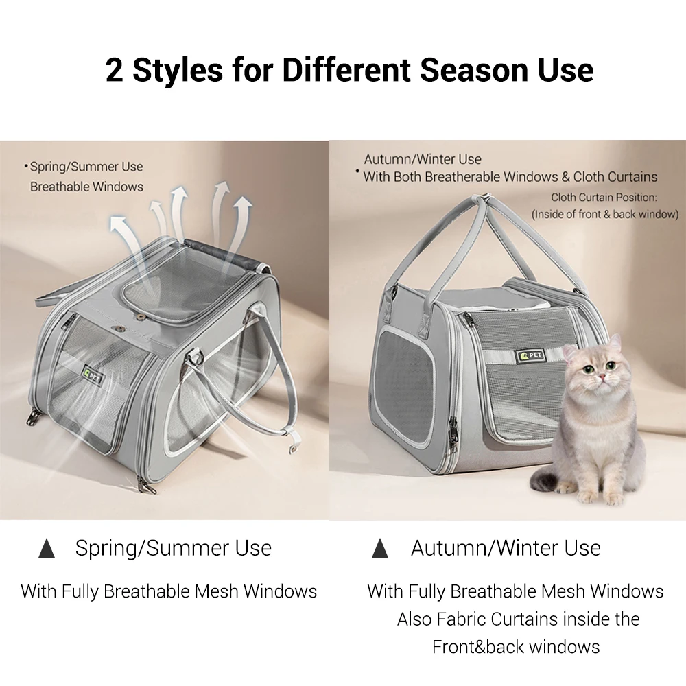 Airline Approved Cat Carrier Breathable Portable Travel Pet Carrier for Cats and Small Dogs Foldable Escape Proof Cat Handbag