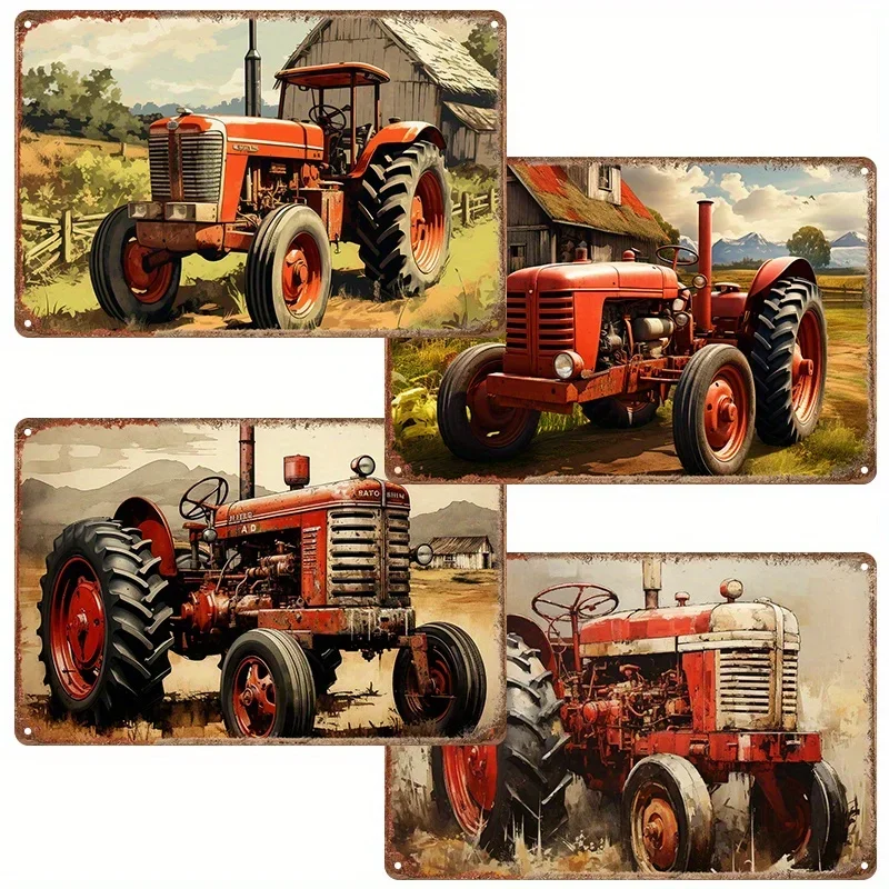 

Vintage Tractor Metal Tin Sign - Retro Wall Decor for Home, Bar, Cafe, Restaurant - 8"x12" Iron Artwork