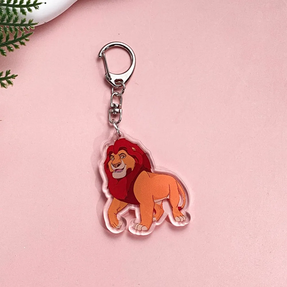 ديزني الأسد الملك أنيمي سلسلة مفاتيح مصنوعة من الأكريليك المساعدون الكرتون سيمبا موفاسا حقيبة قلادة لطيف سحر كيرينغ أصدقاء المشجعين هدية