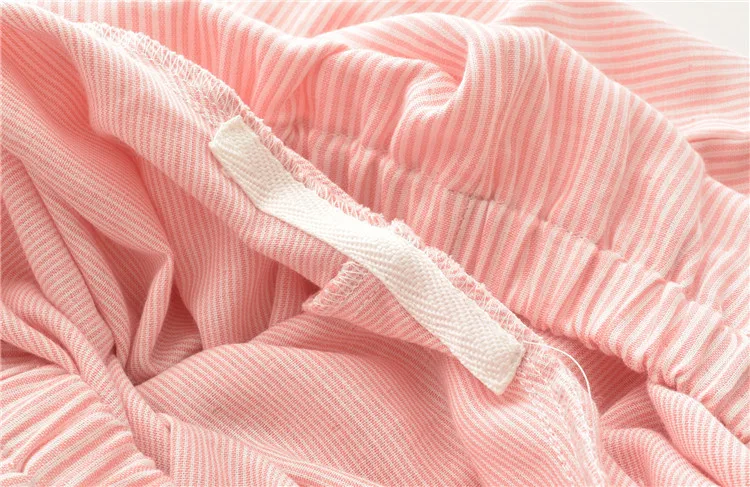 Autumn Winter Double-layer 100% Cotton Pajamas Japanese Striped Sleepwear Women\'s Long-sleeved Trousers Set Casual Home Clothes