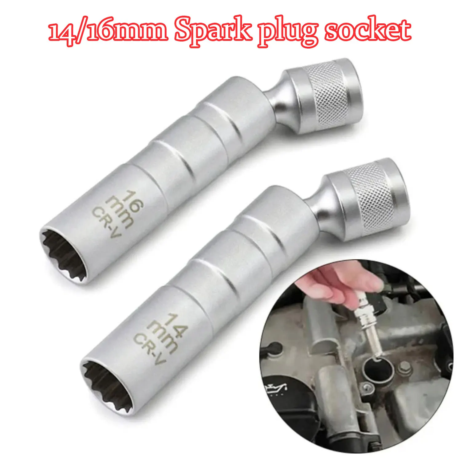 Universal Slim 14/16mm Auto Repair Tools Spark Plug Socket Wrench Magnetic 12 Angle Spark Plug Removal Tool