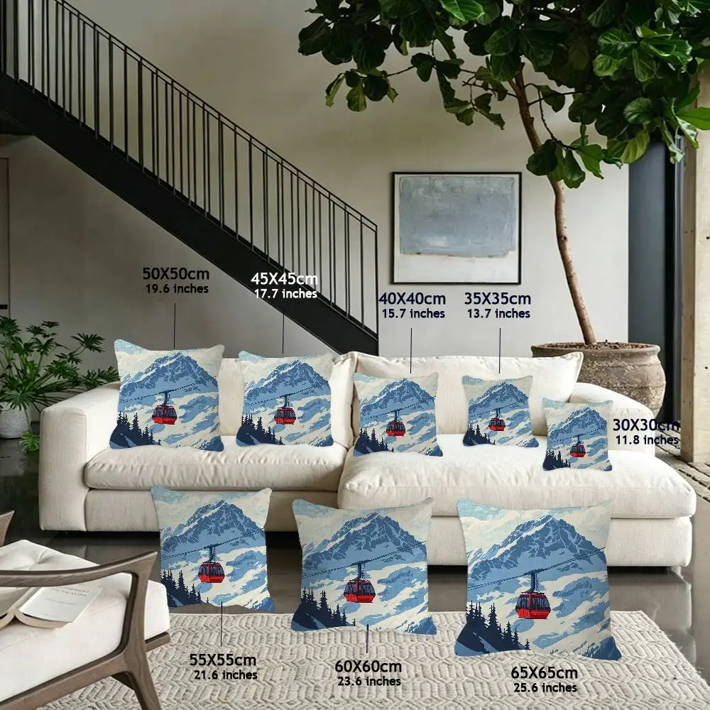 Anime Ski Resort Prop Pillow Case For Home Bedroom Car Office Decoration Living Room Sofa Cushion Cover Suitable
